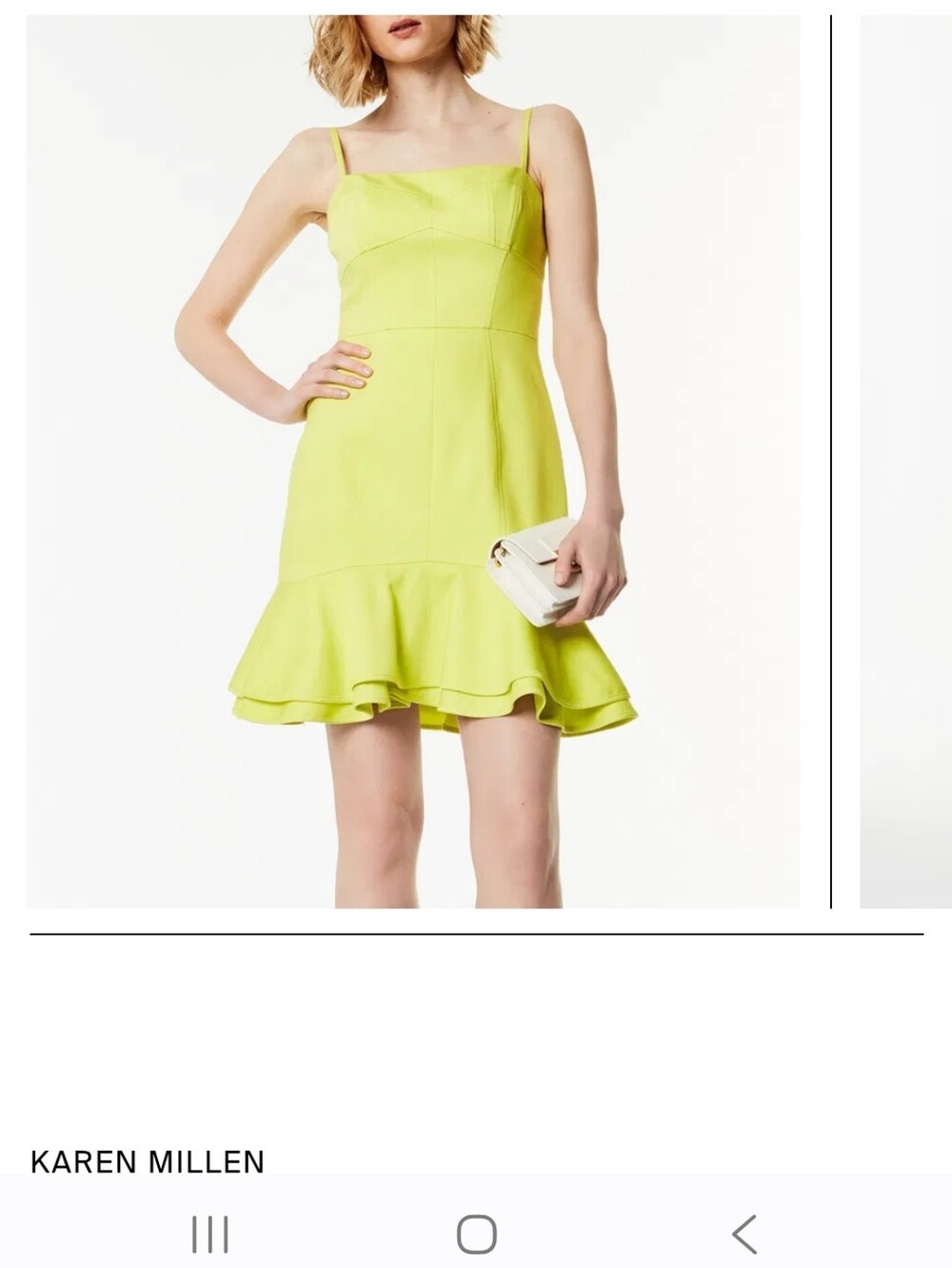 Karen Millen Ruffle Hem Dress In Lime